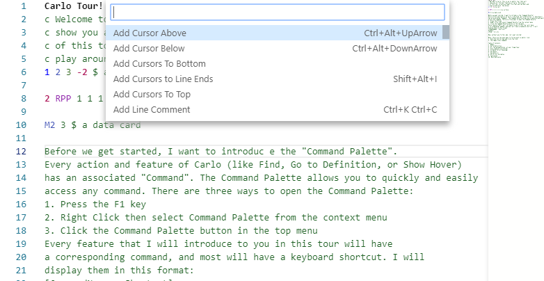 Screen shot of the Command Palette