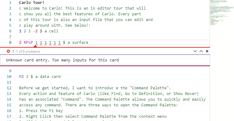 Screen Shot of the embedded pane which presents errors and warnings